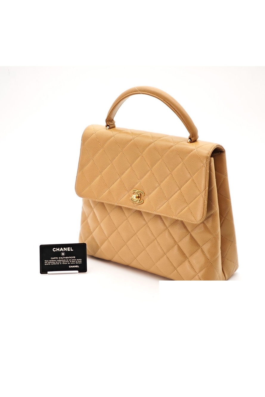 Chanel Top Handle Bag Handbag Flap Bag Beige